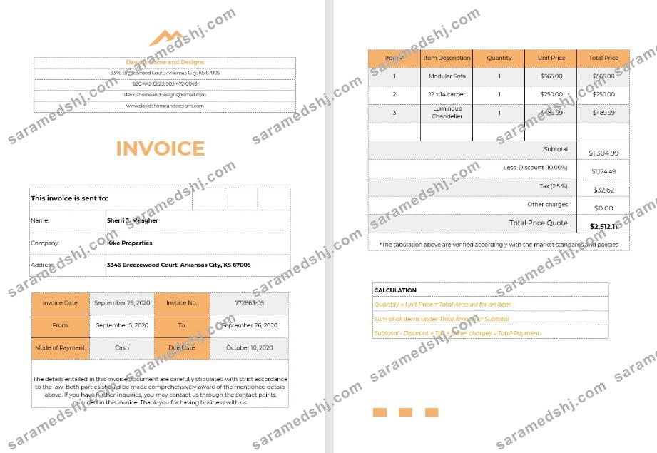Home Staging Invoice Template